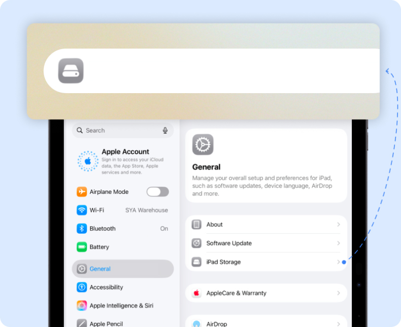 Tik op "iPad opslagcapaciteit"